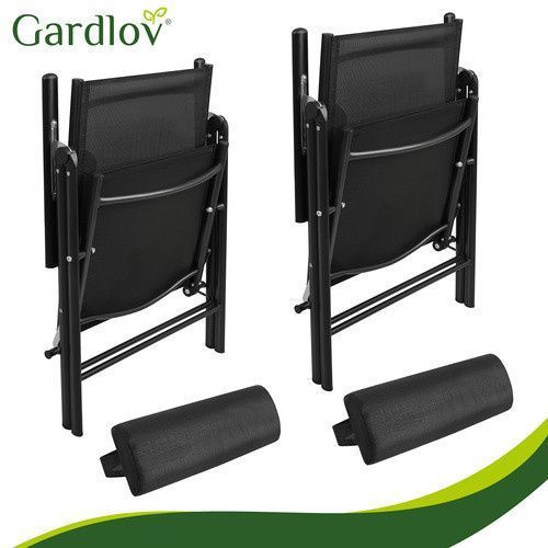 Складаний садовий стілець Gardlov 27674, регульований, з підголівником, комплект 2 шт 27674+ фото