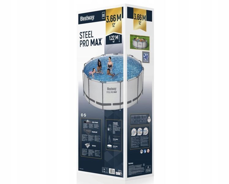 Каркасный бассейн Bestway 56420 (366 x 120 см) с тентом, фильтром и стремянкой 5110 фото