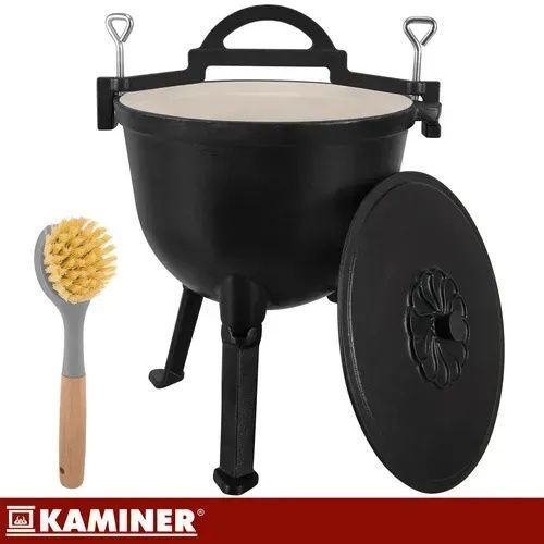 Казан чугунный эмалированный 10л с крышкой Kaminer 27376 27376+ фото