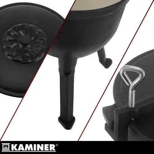Казан чугунный эмалированный 10л с крышкой Kaminer 27376 27376+ фото