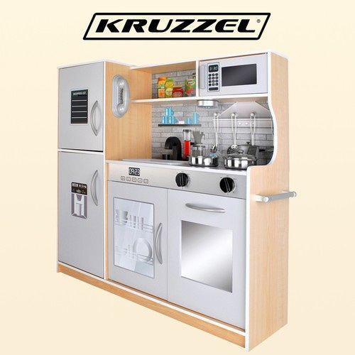 Кухня дитяча дерев'яна Kruzzel 22115 з посудом та світлом БЕЖЕВА mx9675 фото