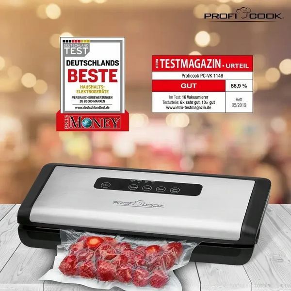 Аппарат для упаковки, вакууматор, вакуумный упаковщик PROFI COOK PC-VK 1146 (12л/мин, Германия) PC-VK 1146+ фото